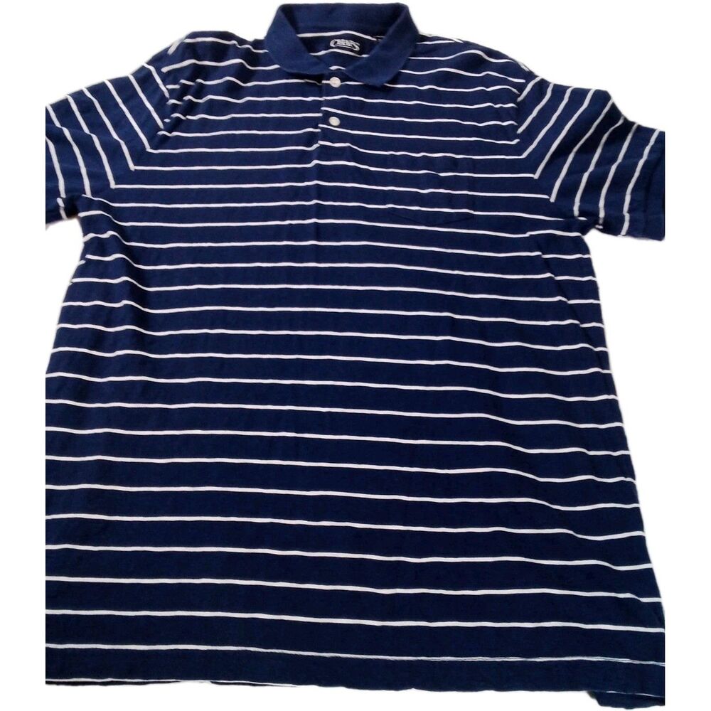 Men's Chaps Blue W White Stripes Size XL with Pocket‎ Soft Short Sleeve